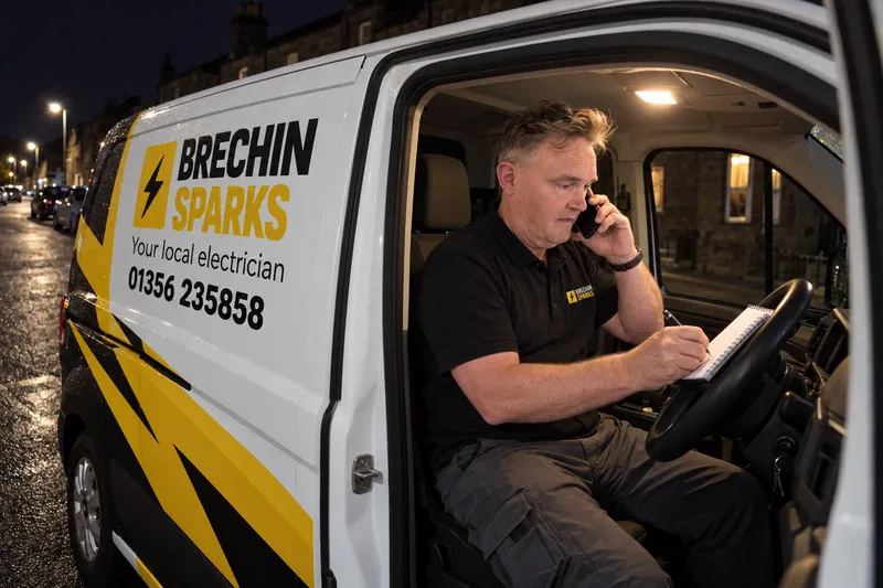 James answering a call at 2am in the cab of his van