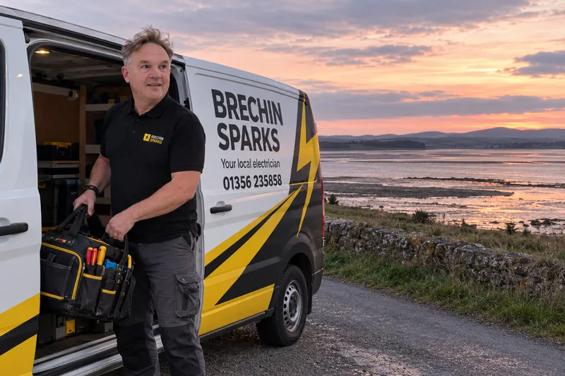 Brechin Sparks van by Montrose Basin at dusk